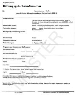 Bildungsgutschein Muster
