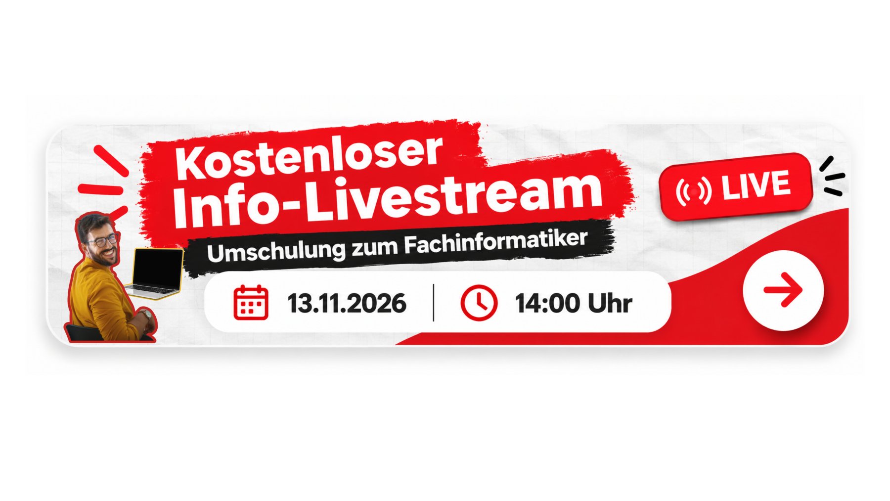 Kostenloser Info-Livestream: Umschulung zum Fachinformatiker am 13. November 2026 um 14 Uhr auf YouTube.